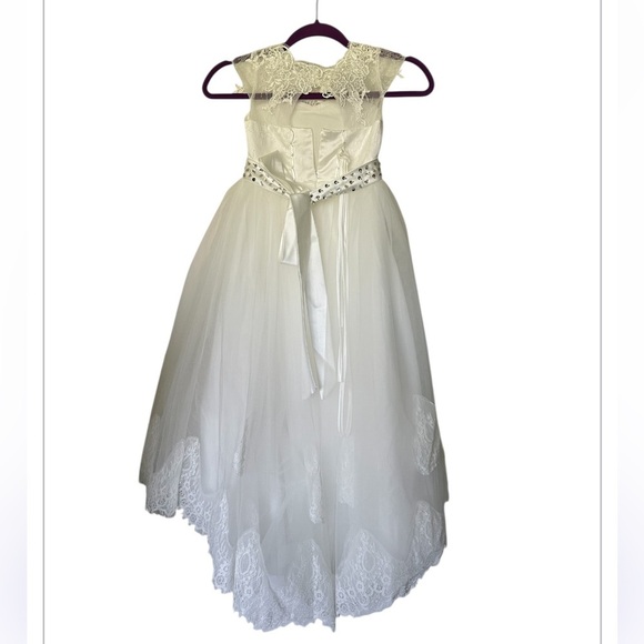 Little girls Elegant White Formal Dress Flower Girl First Communion New Size 4-5 - Picture 3 of 8